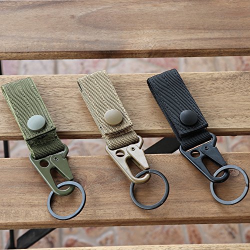 Xtacer Tactical Molle Key Ring Gear Key Keeper Keychain Snap Secure Belt Webbing Keychain (Black, Pack Of 4) #TOP5