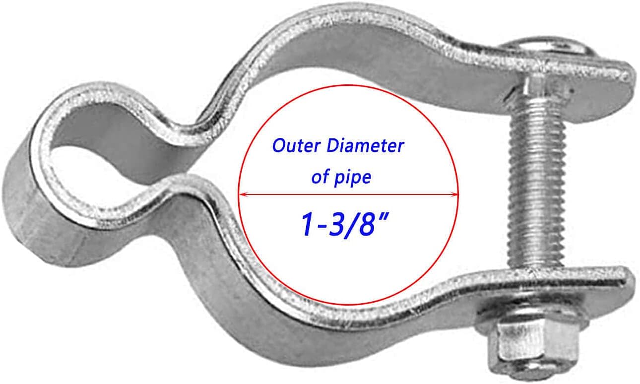 2 Pack 1-3/8inch Chain Link Fence Frame Gate Post Hinge/Galvanized Steel Zinc Plated Pipe Gate Hinge for 1-3/8 Outside Diameter Post/Pipe, Nut/Bolt Included for Hinge