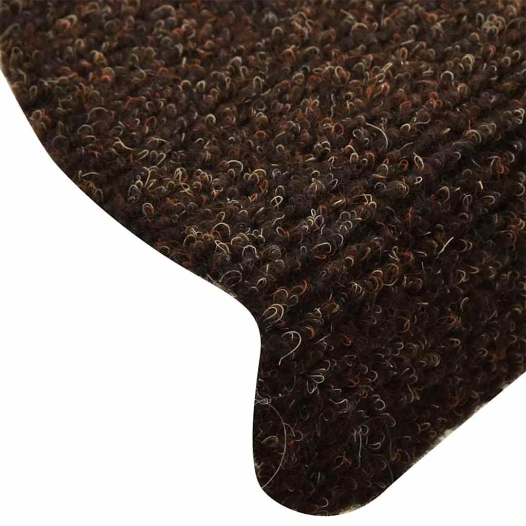 Stufenmatten Selbstklebend 30er Set - Treppenteppich 65x21x4 cm Braun Halbrund, Treppenstufen-Matten aus Nadelvlies für rutschfesten Treppenschutz im Innenbereich