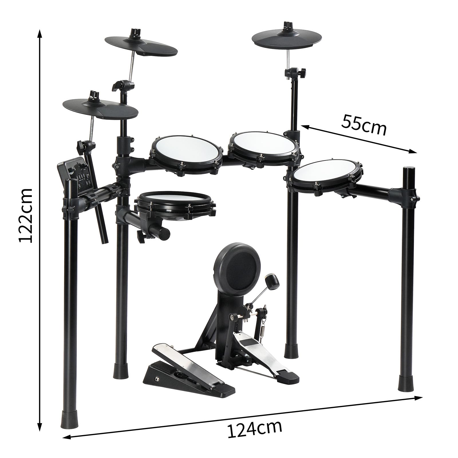 LEADZM E Batería electrónica para adultos, batería electrónica profesional con taburete, baquetas y auriculares incluidos, E-Drums con 15 juegos de batería, 225 sonidos, USB MIDI