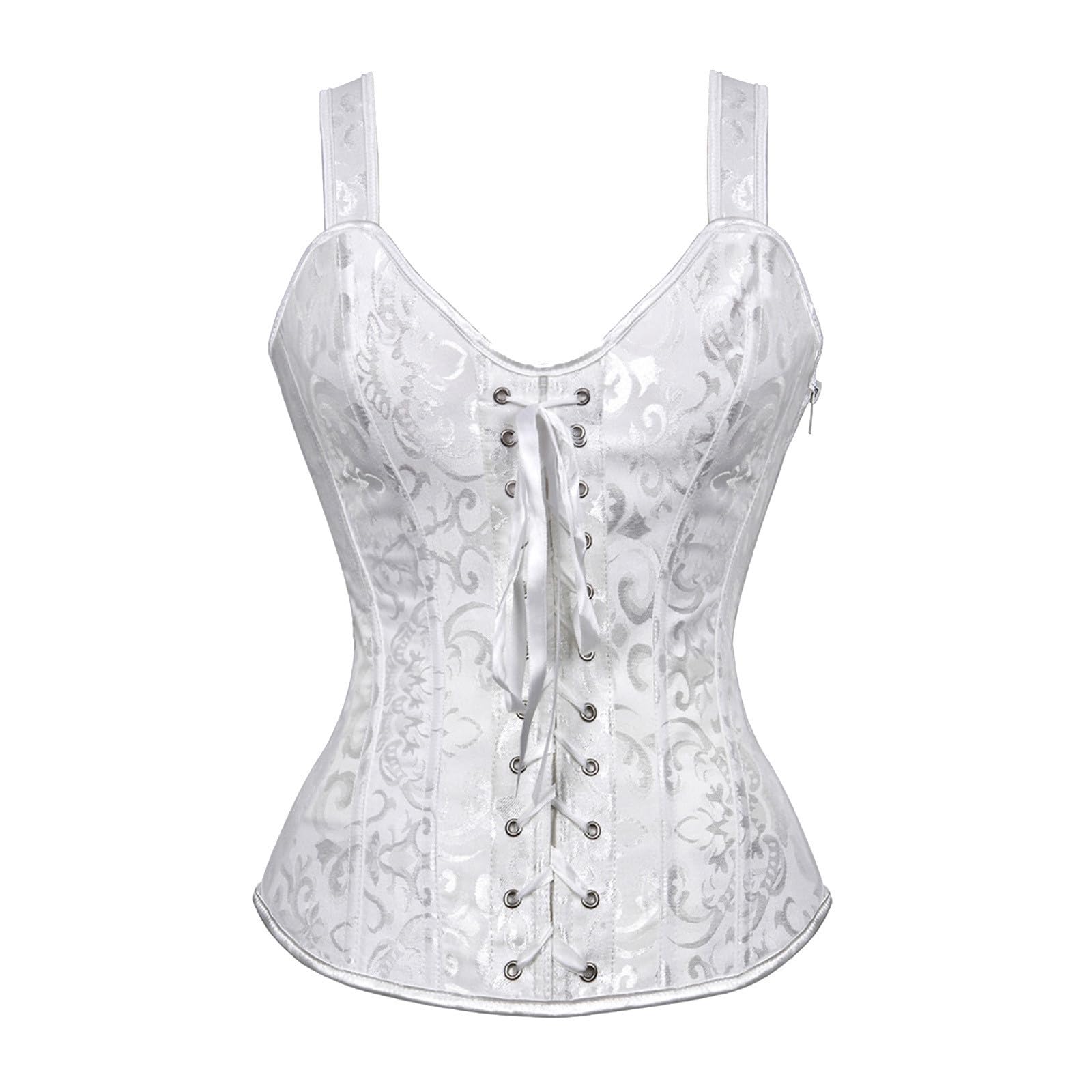 Generisch Corsetto da donna con bretelle, motivo a spina di pesce, ricamato, per eleganti costumi cosplay in stile barocco