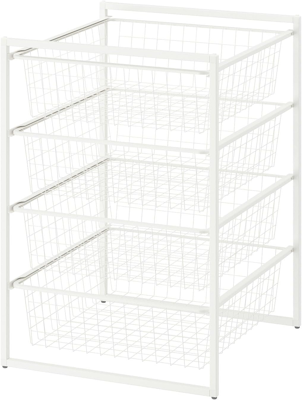 4-Drawer Wire Storage Unit with Metal Frame, White, 19.6x20.1x27.5 inches, Closet Organization System, for Bathroom, Laundry, Office Organization