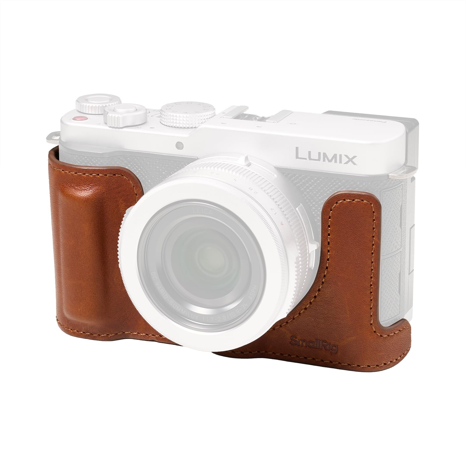 SMALLRIG Étui Demi-Cuir pour Panasonic LUMIX L10, Cuir Véritable, Marron