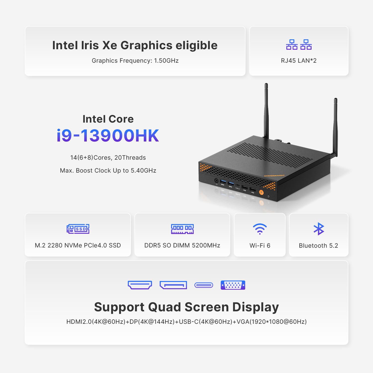 ミニPC Core i9 13900HK RAM64GB SSD 1TB 新品 Amazon.com: Mini PC, Core i9-13900HK(up to 5.4 GHz) 32GB DDR5 1TB