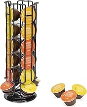 SYSYLY Support de capsules de café pour 24 capsules Dolce Gusto, support pour ranger les capsules de café, support de dosettes de café, base antidérapante, rotatif, noir
