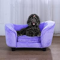 Vista 4 de Getifun Sofá cama para mascotas, sofá de terciopelo con cojín extraíble lavable para perros pequeños y gatos (morado)