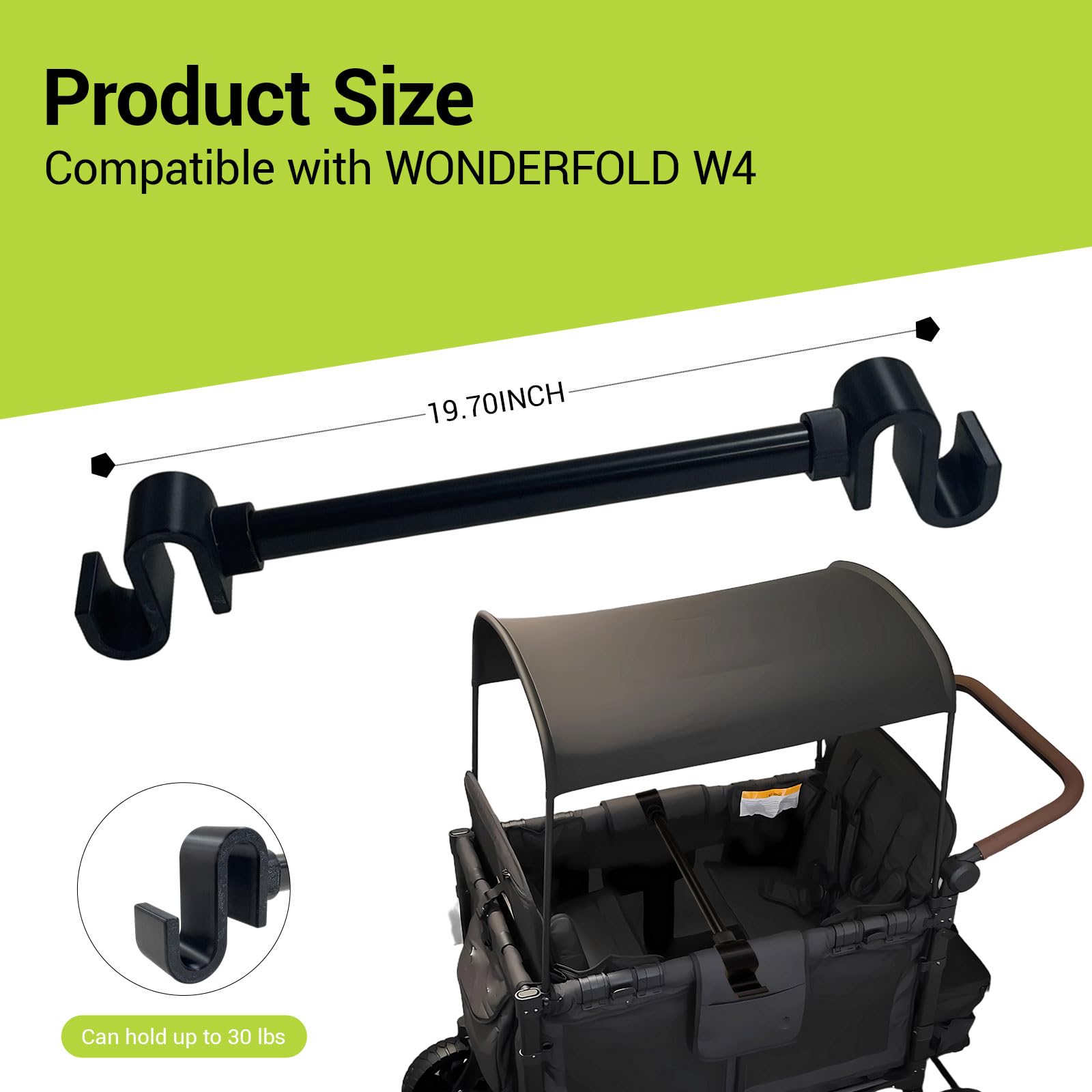 Stroller Wagon Support Bar Compatible with WONDERFOLD W4 Elite Wagon, Wagon Support Bar for WONDERFOLD W4 Veer Wagon - Black