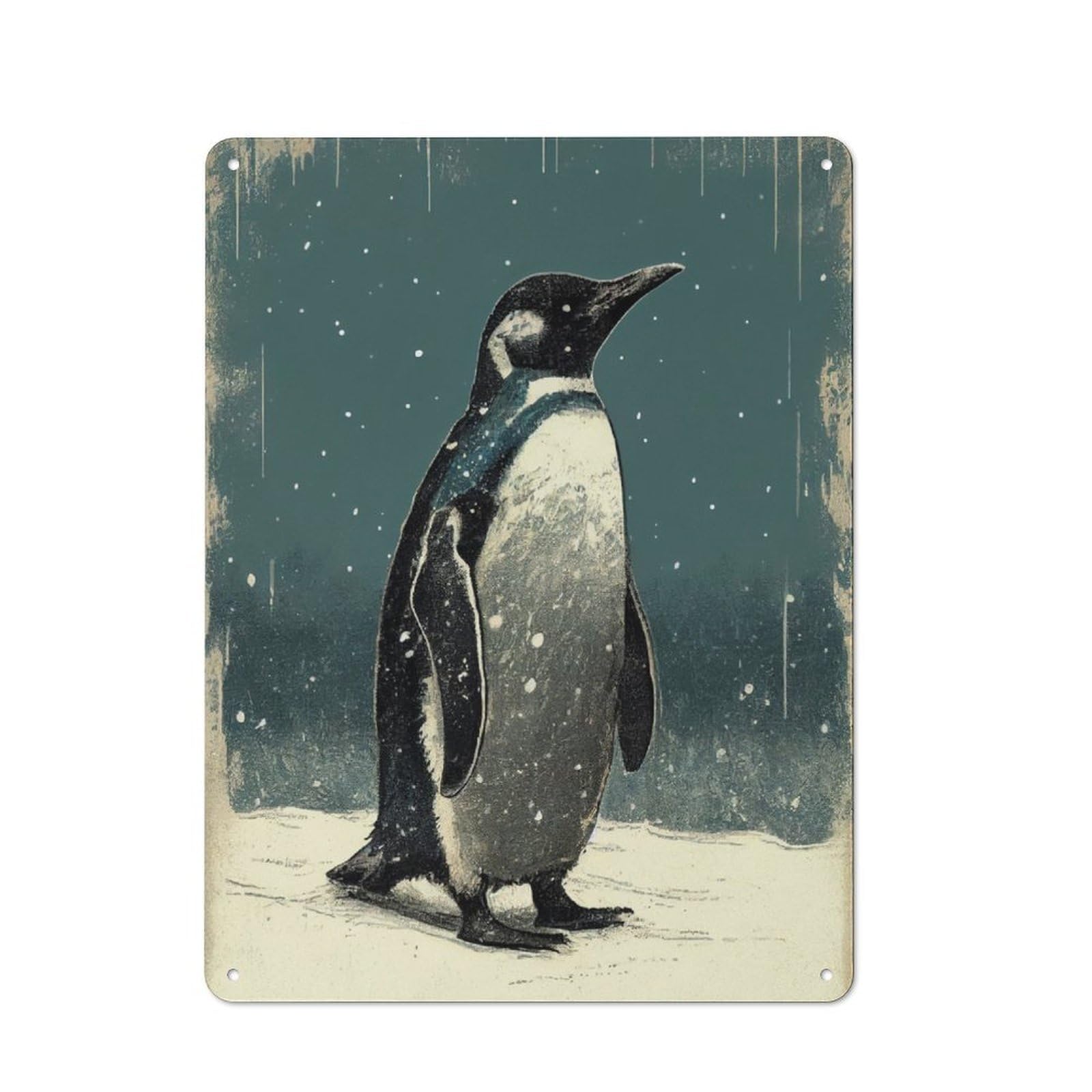 Junmoney Penguin Vintage Shop Front Style Cafe Metal Sign 40X30cm, Bistro Wall Plaque For Tea Room, Shop Wall Or Breakfast Area