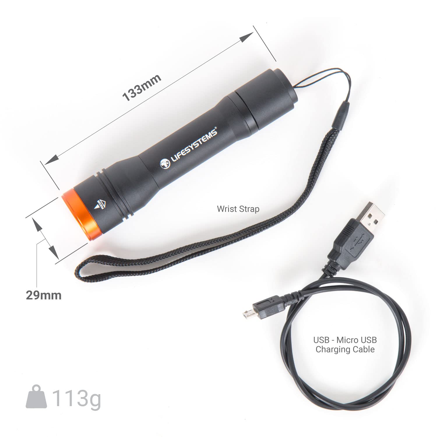 Linterna de mano recargable Lifesystems Intensity, 545 lúmenes, resistente al agua, lente ajustable, hasta 16 horas de duración de la batería