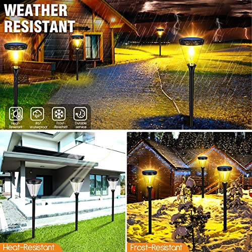 Osord Solar Pathway Lights Waterproof, 300 Lumen Larger & Brighter Outdoor Pathway Lights Solar Powered With 2 Spare Bulb Solar Garden Led Landscape Lighting For Path Sidewalk Driveway Walkway 4 Pack #TOP4