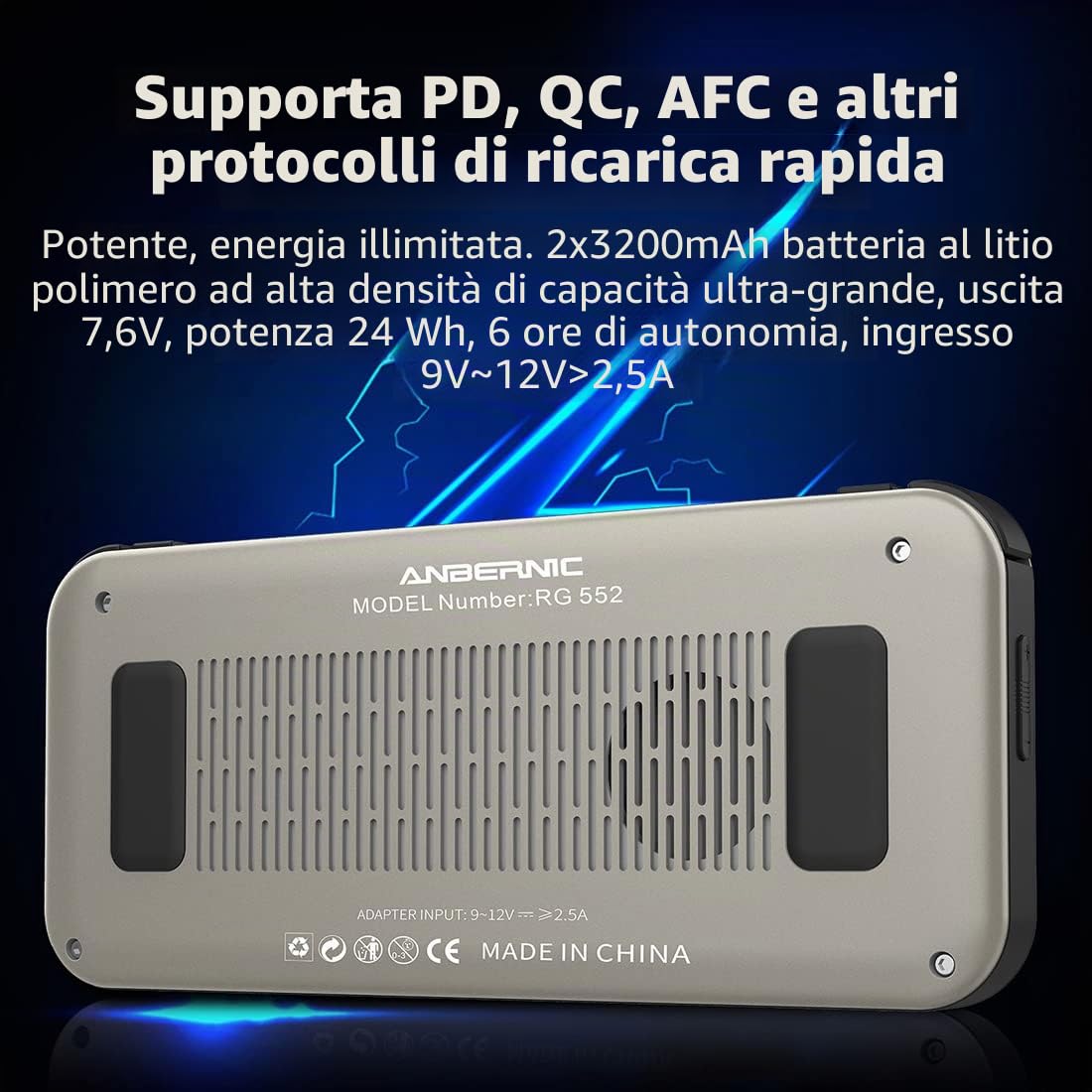 Console di gioco portatile RG552 con 20000 giochi 128G TF Card, schermo IPS da 5,36 pollici Console per videogiochi Open Source Android e Linux, funzione WiFi