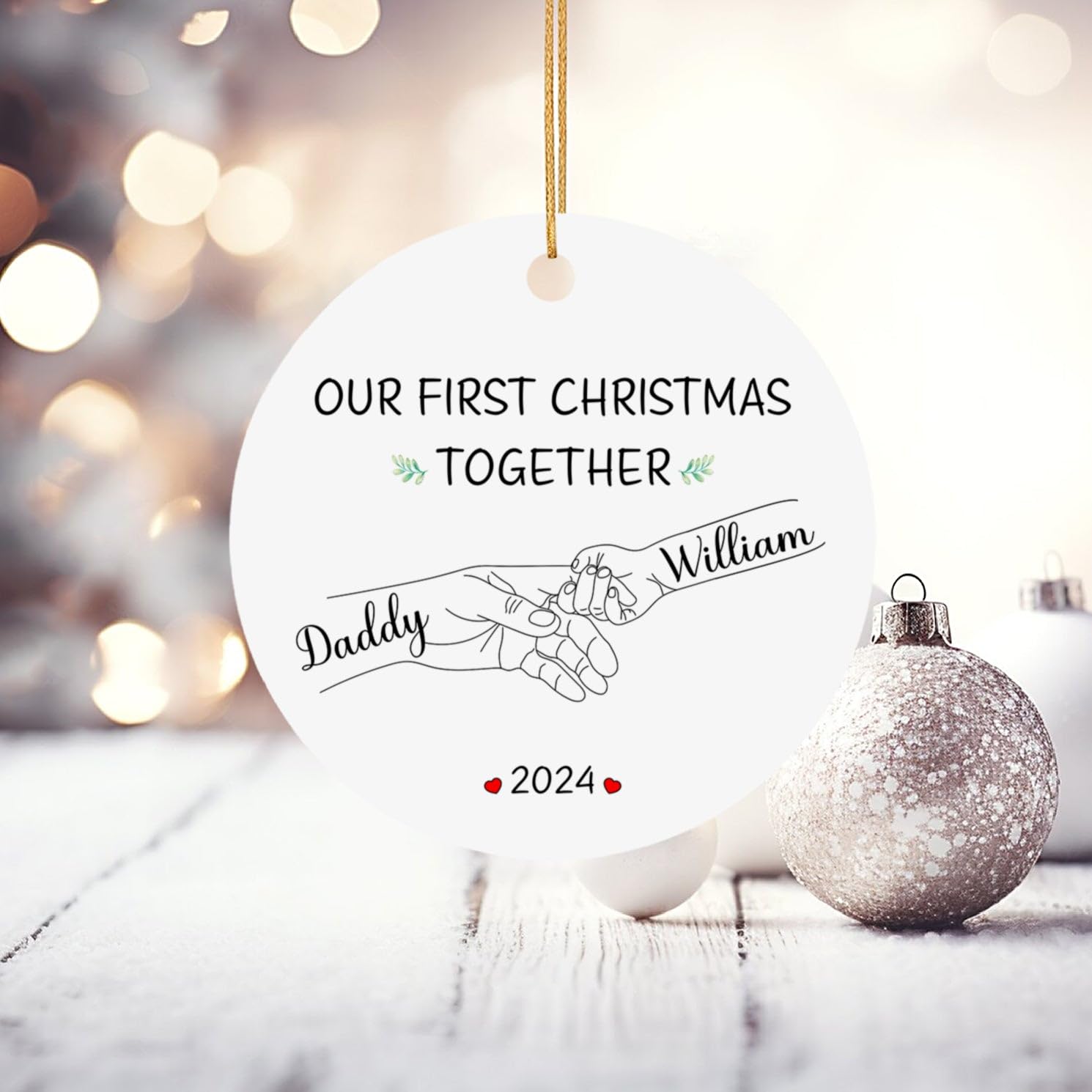 Baby First Christmas Personalized First Christmas Together Ornament,  Couples Christmas Ornament, Our First Christmas Family Of 3 Christmas  Ornament, image size:1490x1490