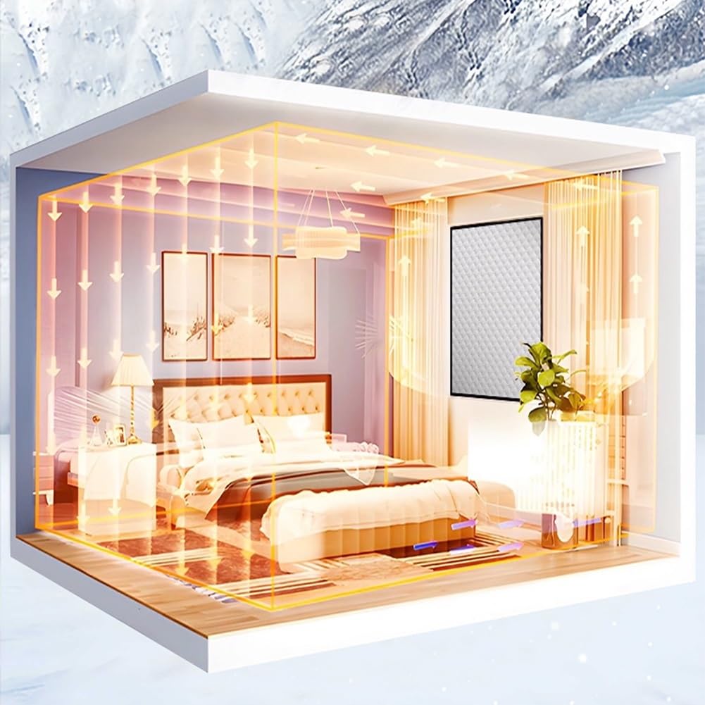 Generico Kit di Isolamento per Finestre Invernali in Oxford, Copertura per Finestra Isolante Contro Freddo Tende Isolante Termico per Finestre Pellicola Termica per Soggiorno Balcone(205x220cm)