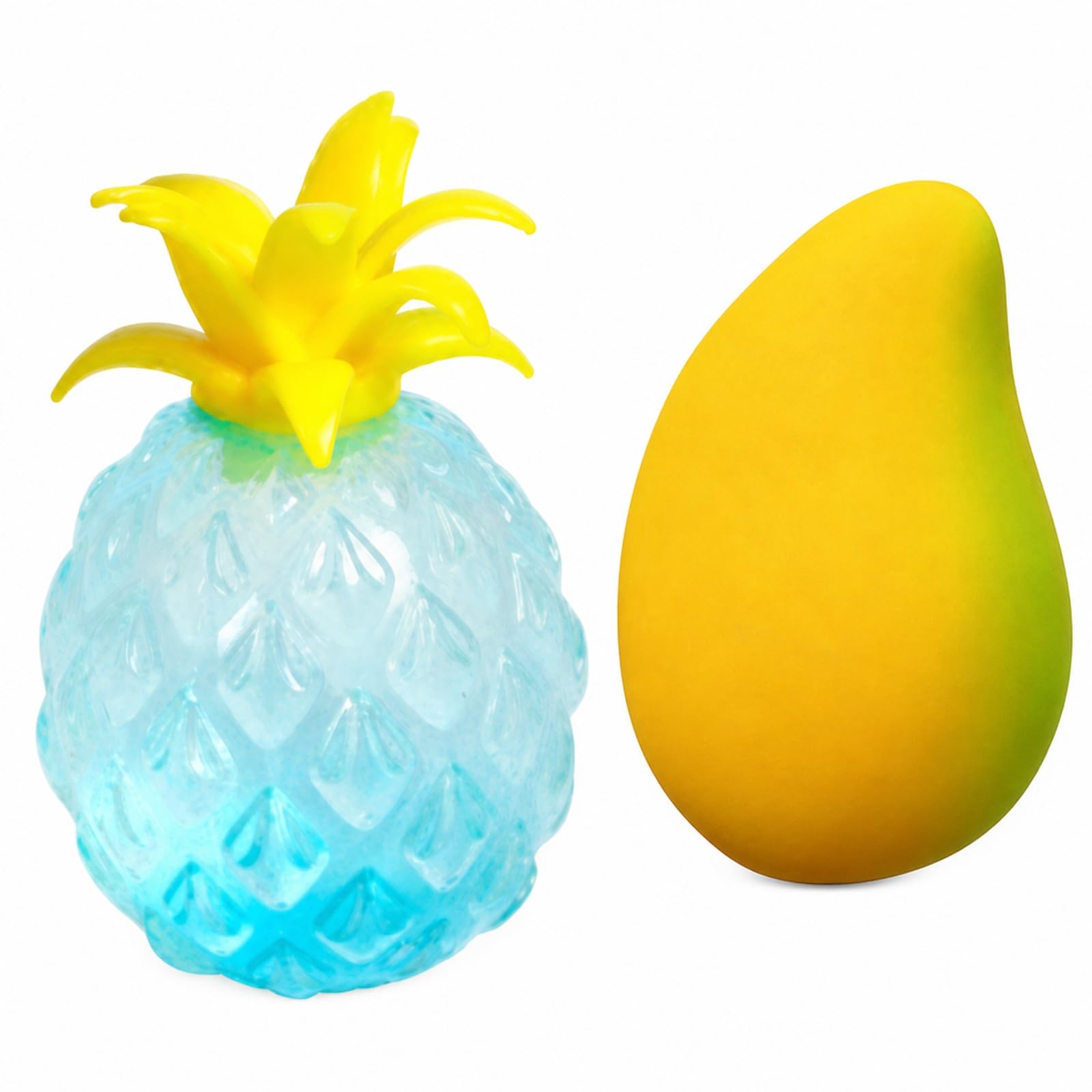2pcs Fruit Squishy, Mango and Pineapple Squishy, Sensory Tools for Desk Decor/Party Gifts for Office Workers