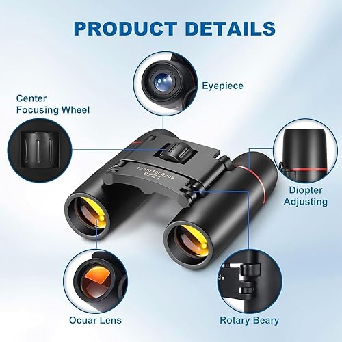 Miniatura 3 de Mini prismáticos portátiles de 30 x 60 pulgadas, binoculares plegables ligeros, binoculares de ángulo de visión amplio para adultos y niños,