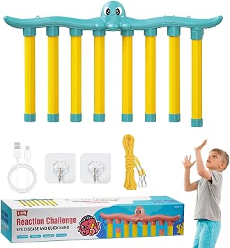 Catching Sticks Games Adjustable 3 Speed Reaction Game | Promotes Hand-eye Coordination, Drop Stick Challenge, Family Game, Adult Gift for Kids at Christmas Birthday, 8 Sticks