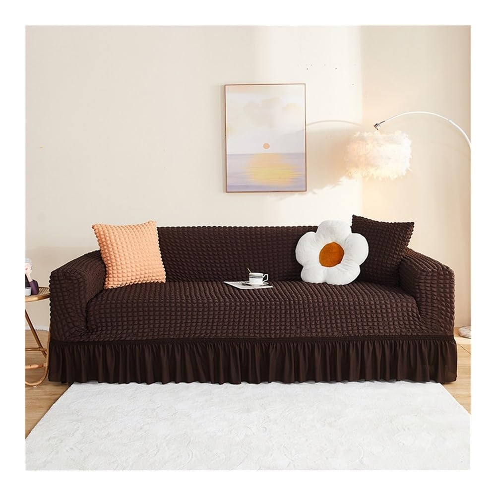 Housse de canapé seersucker extensible 4 places lavable protection animaux et enfants