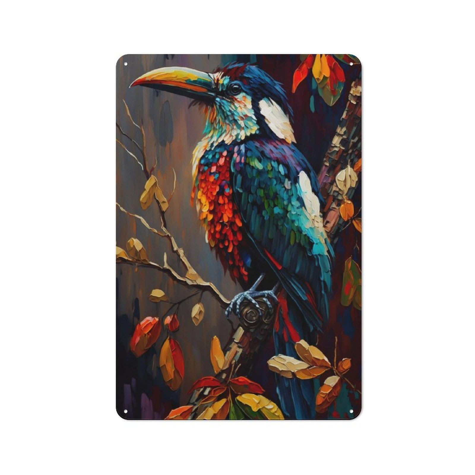 Junmoney Jungle Bird For Garden Room Or Summerhouse, Vintage Tin Sign 30X20cm, A Metal Wall Feature For Garden Rooms And Summerhouses