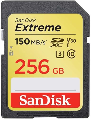 SanDisk Tarjeta de memoria Extreme SDXC UHS-I U3 de 256 GB, velocidad de lectura de hasta 150 MB/s