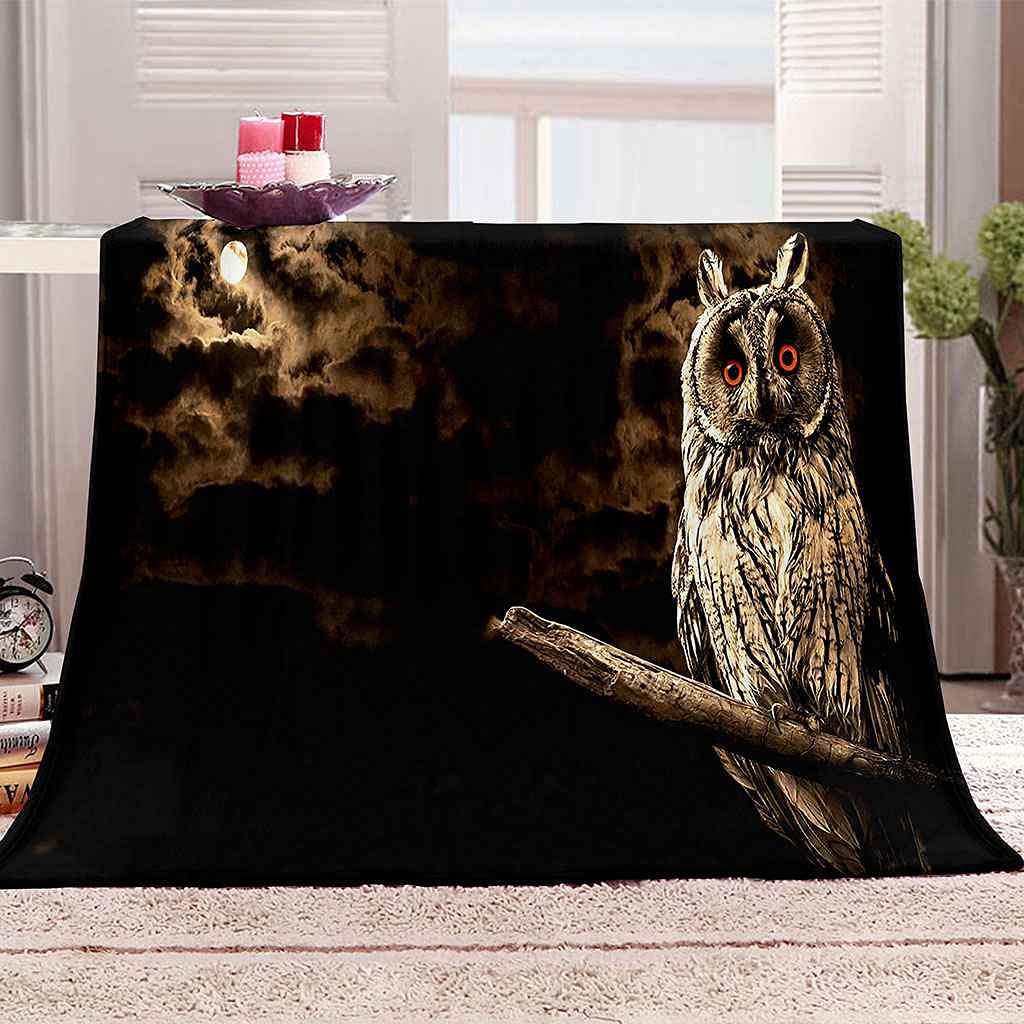Couverture hibou d'Halloween plaid doux en flanelle pour un nid douillet