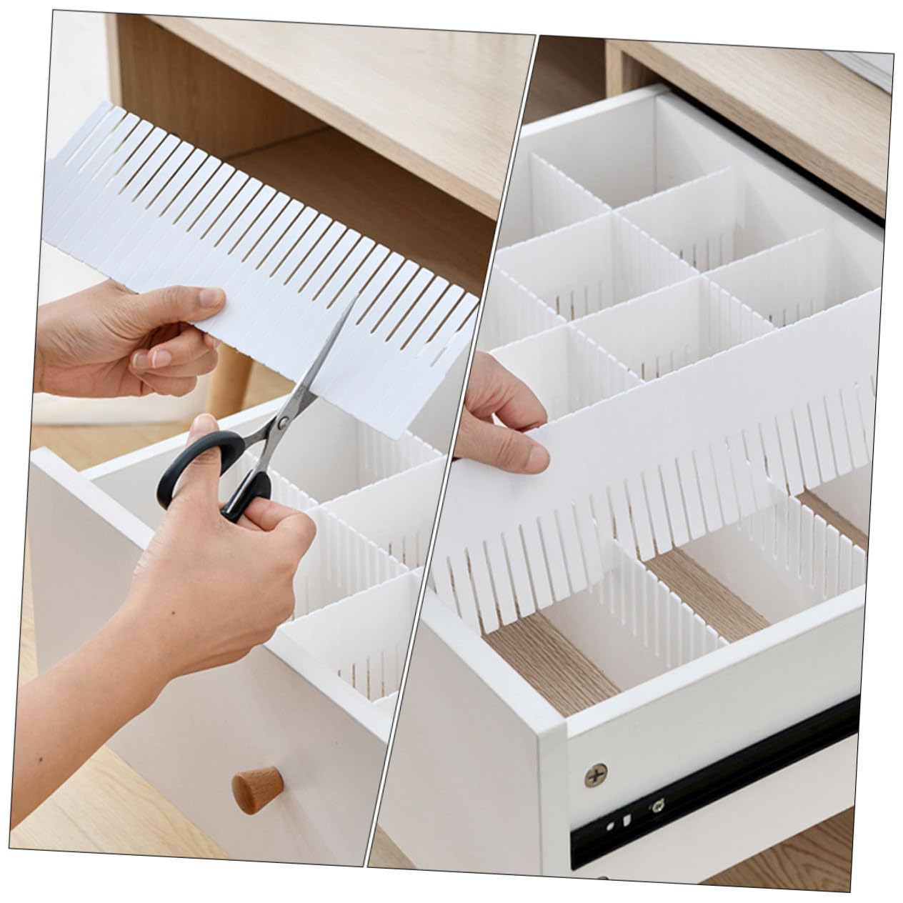 Divisori e Combinazione Libera 10 Pezzi in Plastica Bianca per Cassetti Facile da Usare Organizer per Casa per Riporre Calze e Asciugamani
