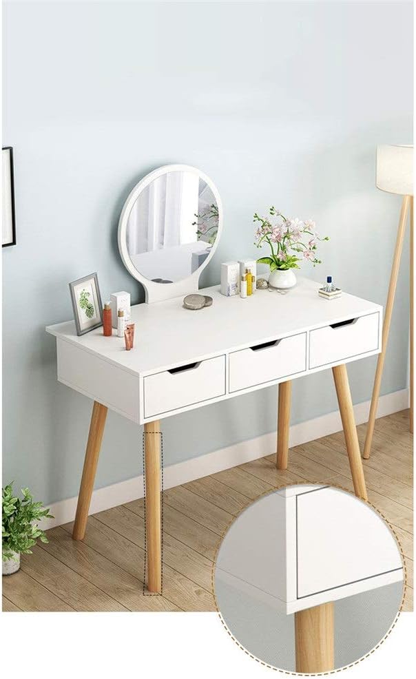 ♡ 新しい家具 ブラックの化粧台、360度回転するLEDミラー付き化粧