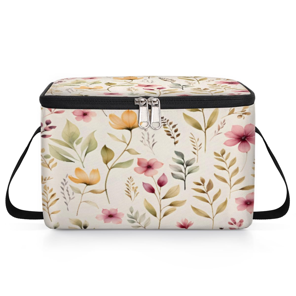 GzLeyigou Plant Leaves Lunch Bags for Women Men 9 Cans, Hot & Cold Food Delivery Bag Insulated Grocery Bag Insulated Lunch Box Floret Cooler Bag for Office Work Picnic Beach