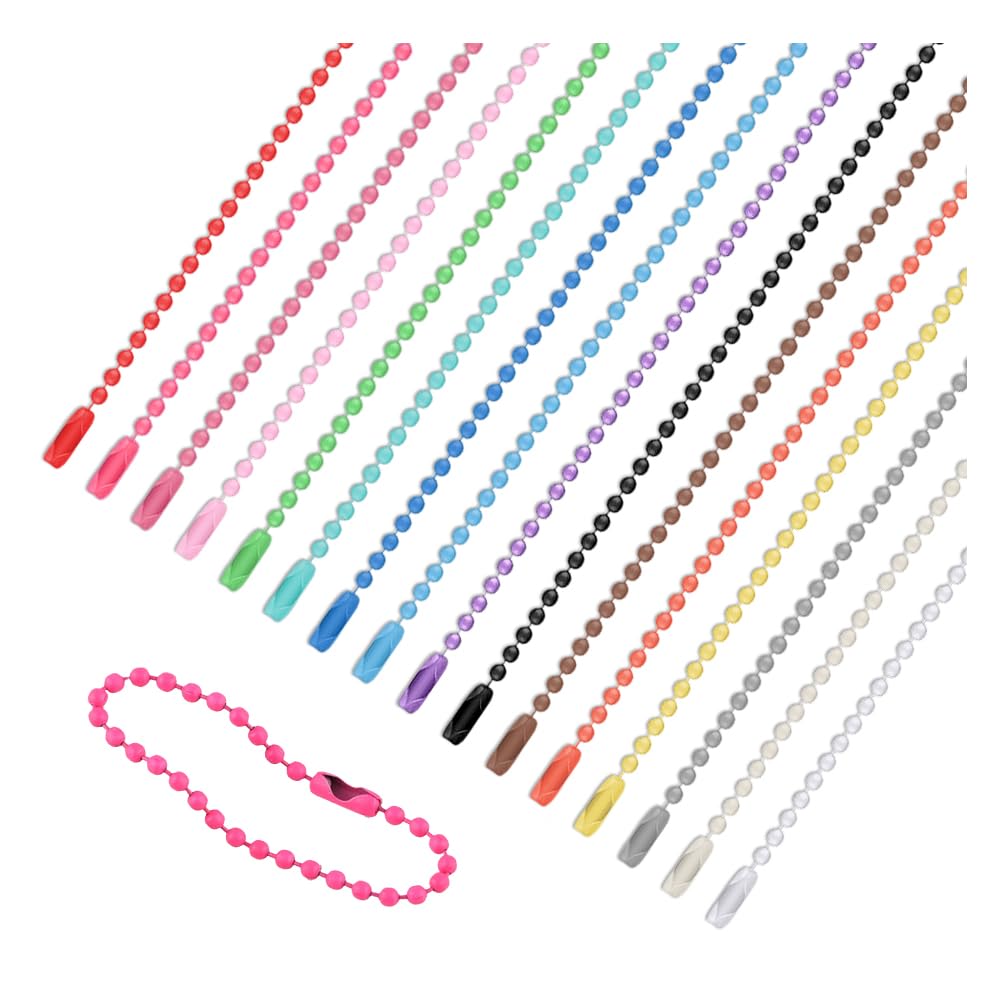 HIOQFR 80pcs Colourful Ball Chain Stainless Steel with Clasp 2.4 mm x 10 cm Metal Hanging Chain Ball Chain Craft Bead Ball Chain Keychain Metal Bead Chain Small Ball Chains Key Chain DIY Jewellery