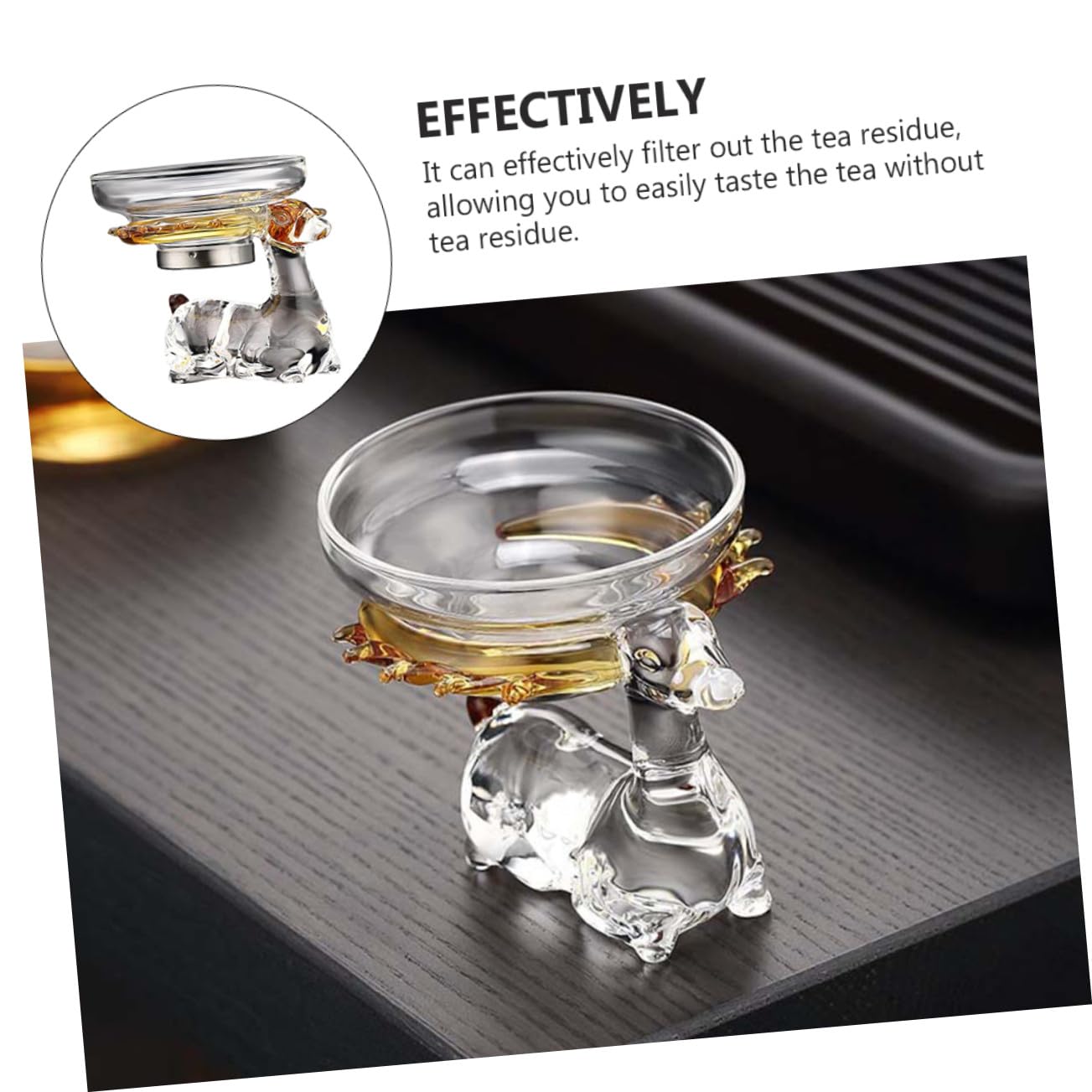 Filtro De Té De Vidrio Transparente Diseño De Ciervo Colador Creativo Resistente Al Calor Herramienta Para Filtrar Té Casero Set