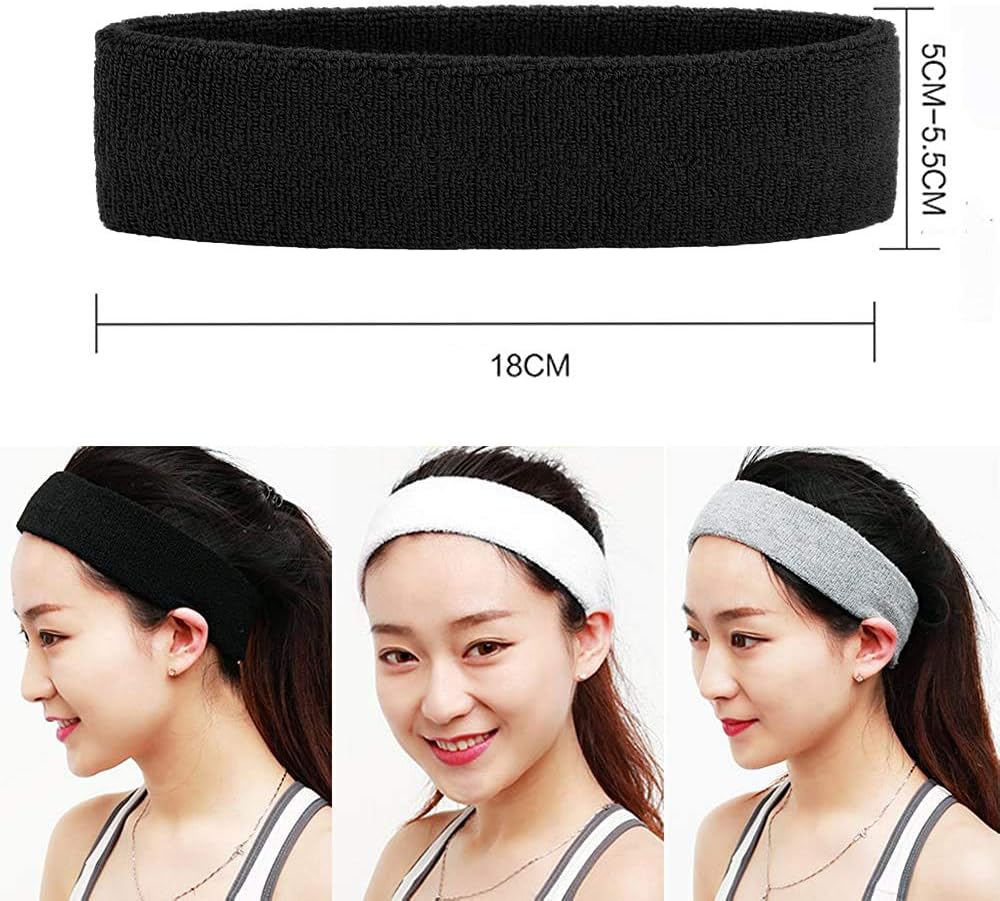 Amazon Co Jp ヘッドバンド 汗止め ヘアバンド ヘアターバン スポーツ用 コットン素材 洗顔用 通気性あり 伸縮性あり 男女兼用 3本セット ブラック３枚 服 ファッション小物