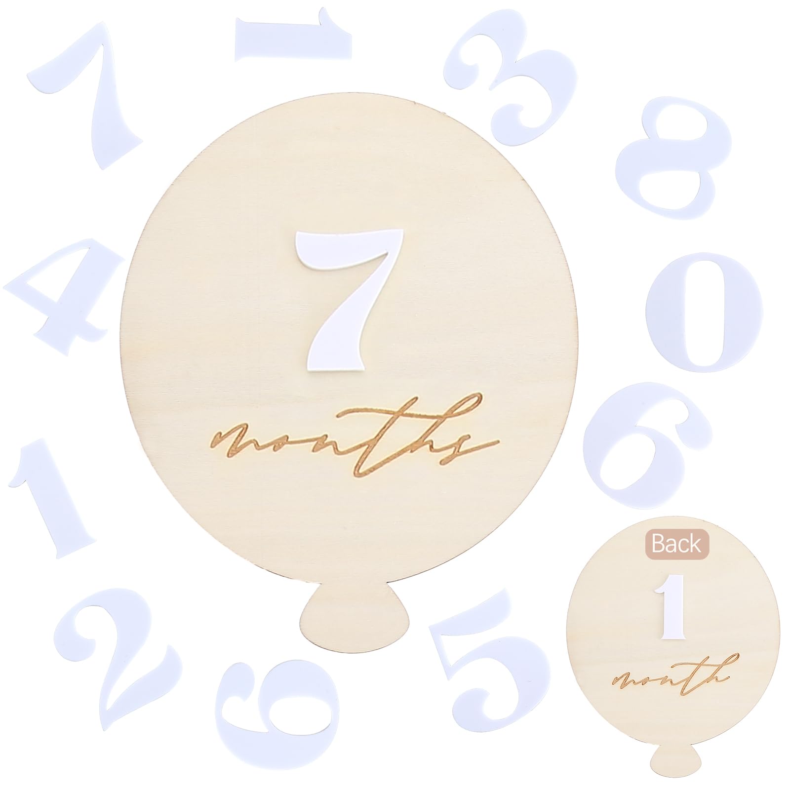 Wooden Balloon Baby Milestone Cards - Wooden First Year Milestone Signs,Baby Announcement Monthly Milestone Markers,Baby Shower Photography Props