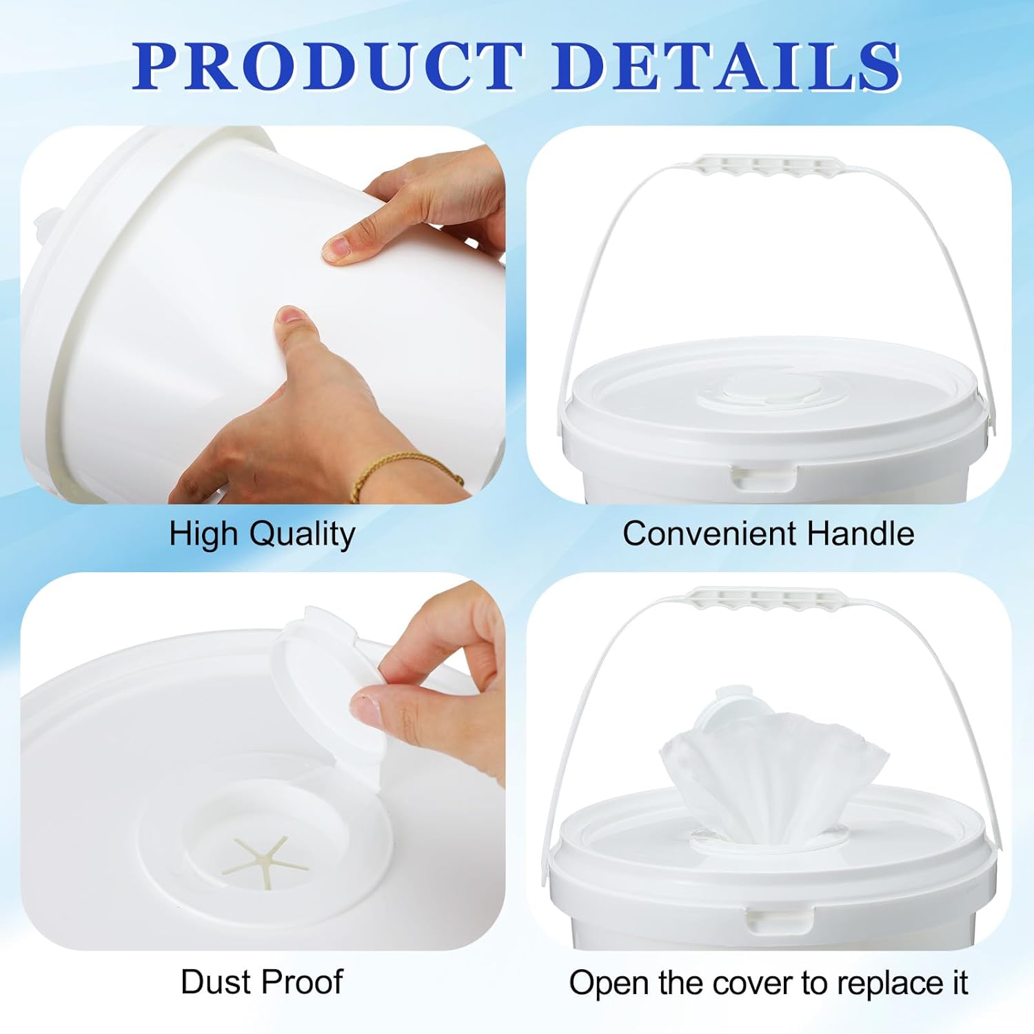 Nuanchu 700 Pieces Teat Wipes Cow Goat Sheep Udder Prep Goat Udder Wipes 7 Inch x 8 Inch Moisturizing Wipes Reclosable Pail for Goat Milking Supplies