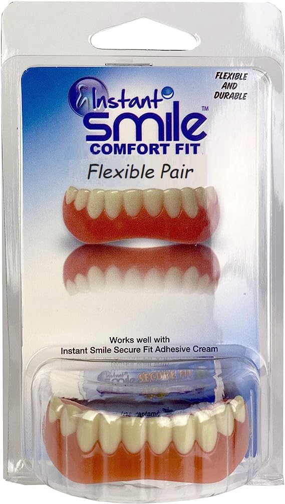 Pretty Smiling Teeth, Flex Teeth Fit- Upper and Lower Matching Set, Natural Shade! Fix Your Smile at Home Within Minutes