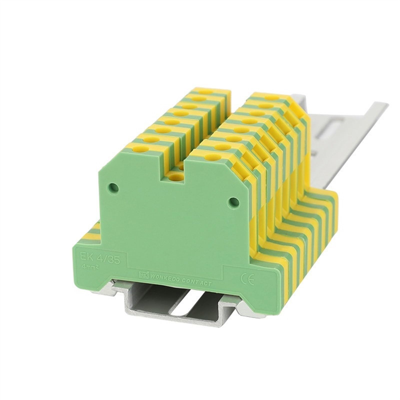 10Pcs EK4/35 Universal Screw Connection Ground Earth SAK 4 mm² Wire Electrical Connector DIN Rail Terminal Block EK 4/35