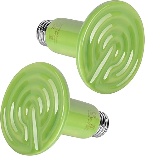 Simple Deluxe Paquete de 2 bombillas de calor de cerámica para reptiles de 150 W, sin luz, termómetro digital LCD para acuario, para anfibios de