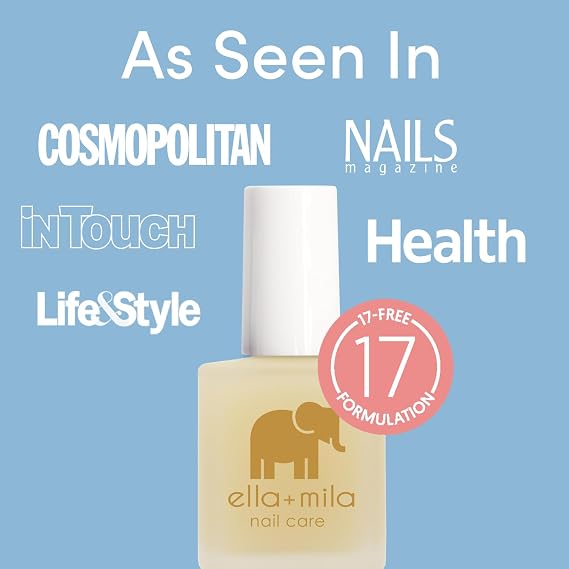 ella+mila Ridge Filler Base Coat - Smoothing Nail Treatment, Clear | Ridge-filling base coat; smooths nail surface before color; long-wear; nourishing clear formula; vegan; 0.45 fl oz