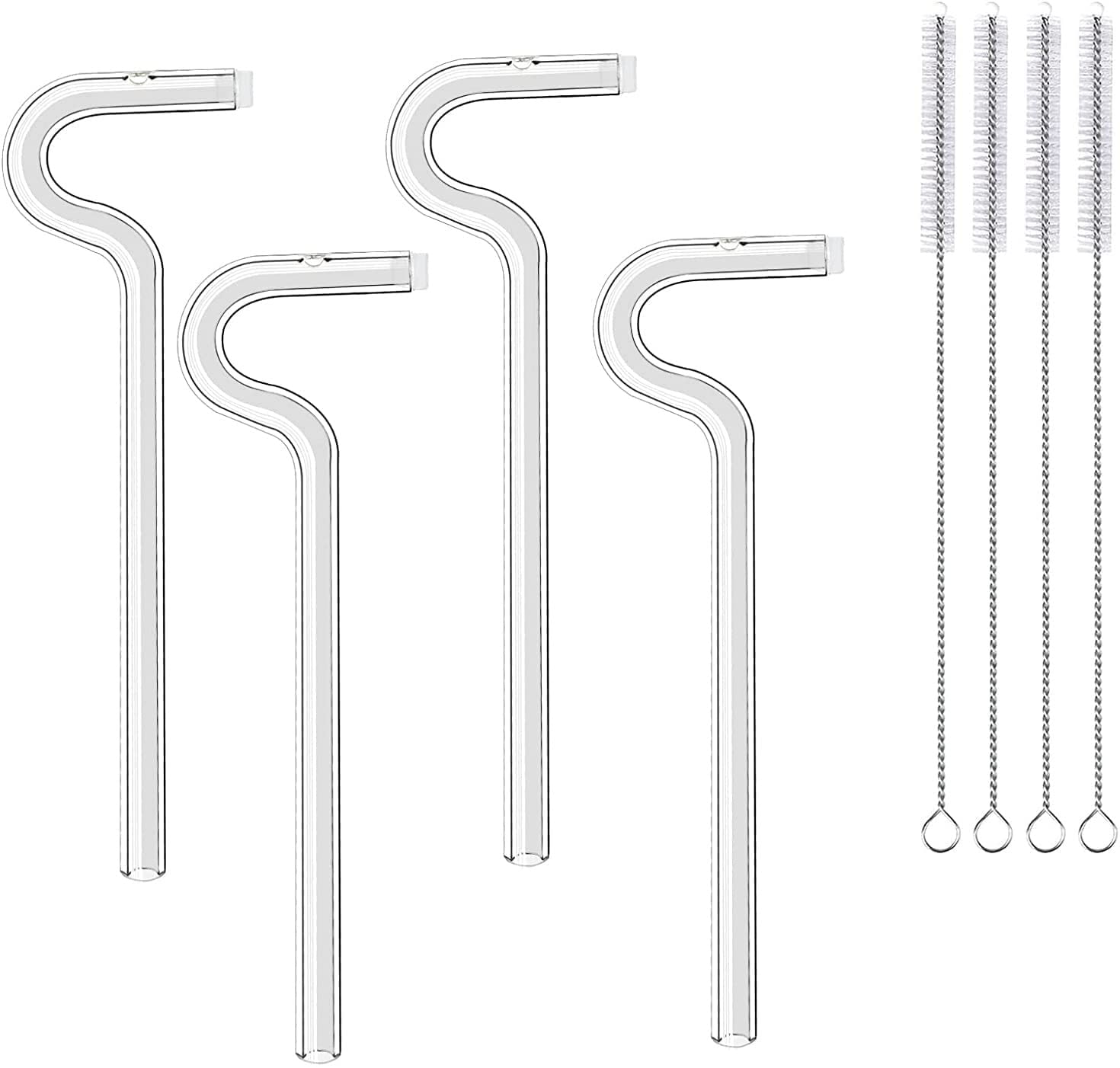 Anti Wrinkles Lip Straw with 2 Cleaning Brushes - Anti Wrinkle Drinking Straw, No Lip Wrinkle Straw Wrinkle Free Straw, Thickening Glass Flute Straws Drinking Reusable Lip Flip Straw ( Color : 4Pcs )