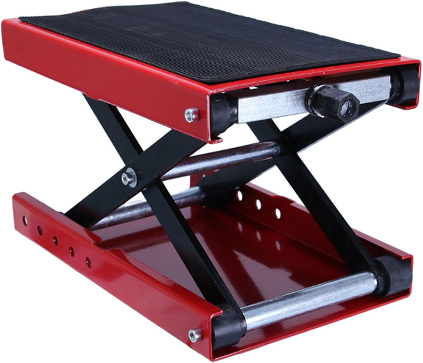 Motorcycle Lift, 1100Lb Lift Scissor Jack, Adjustable Height, Wide Deck Hoist Crank Stand, Steel Lift, Perfect for Bike Maintenance and Storage