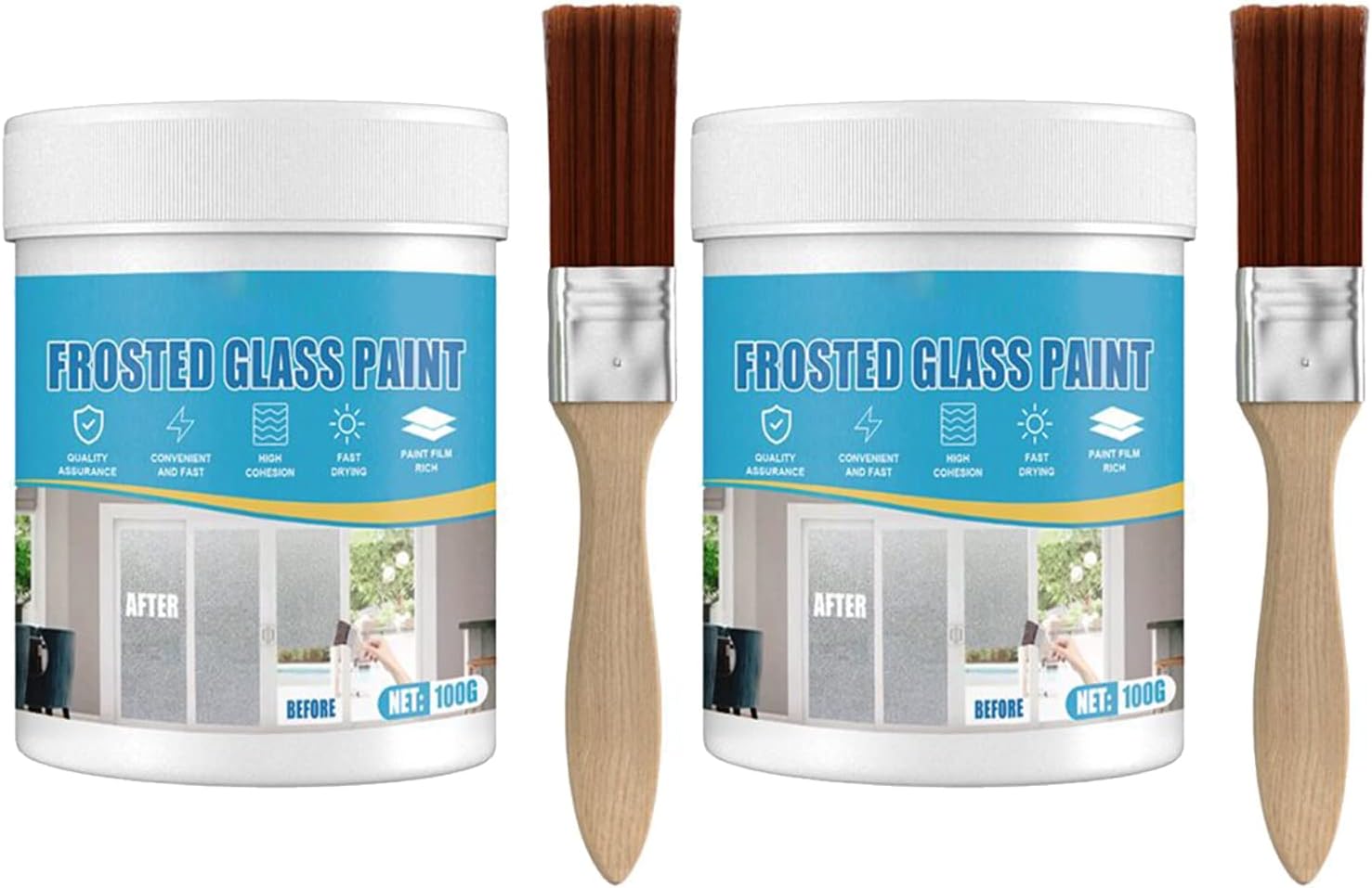 Door and Window Shading Frosted Glass Paint, Hazy Frosted Glass Spray Paint, Waterproof & UV Resistant, Specialty Window Privacy Spray, for All Smooth and Flat Glass Surfaces (2 Pack)