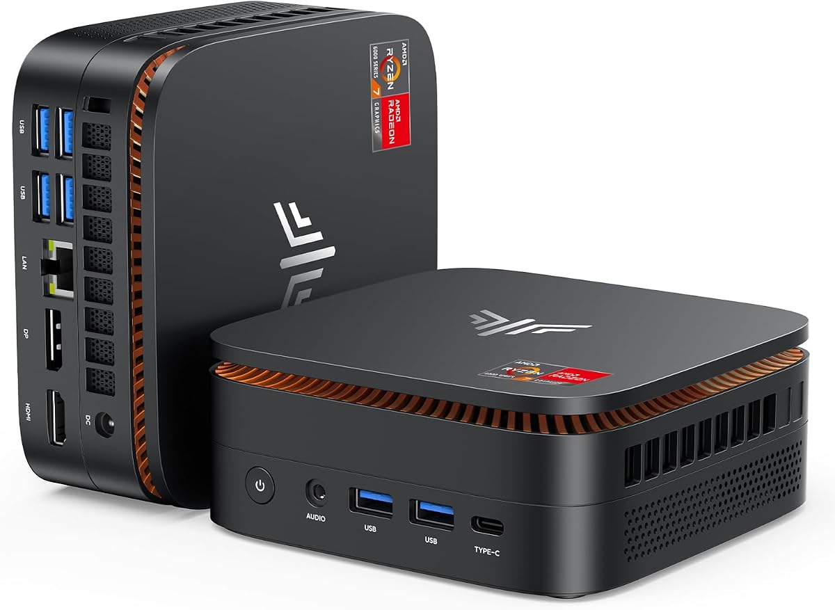 KAMRUI Hyper H1 Mini Gaming PC, AMD Ryzen 7 6800H, 32GB LPDDR5 6400MHz 512GB M.2 NVMe PCIe3.0x4 SSD Mini PC(8C/16T,up to 4.7GHz), 16MB L3 Smart Cache, Triple 4K Display/WiFi6/BT5.2/Mini Desktop pc