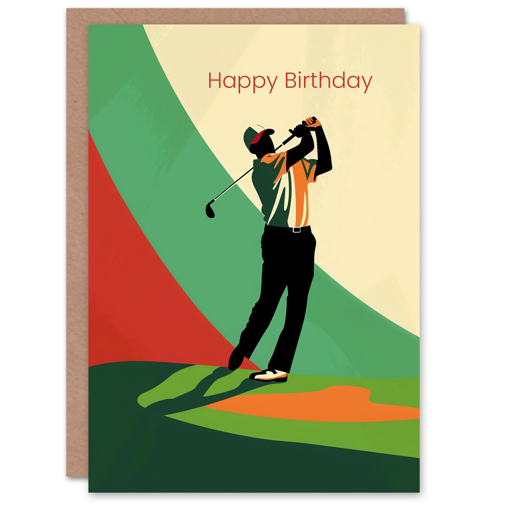 Artery8 Golfing Sport Golfer Golf Swing Pose Bold Design For Him Man Birthday Card
