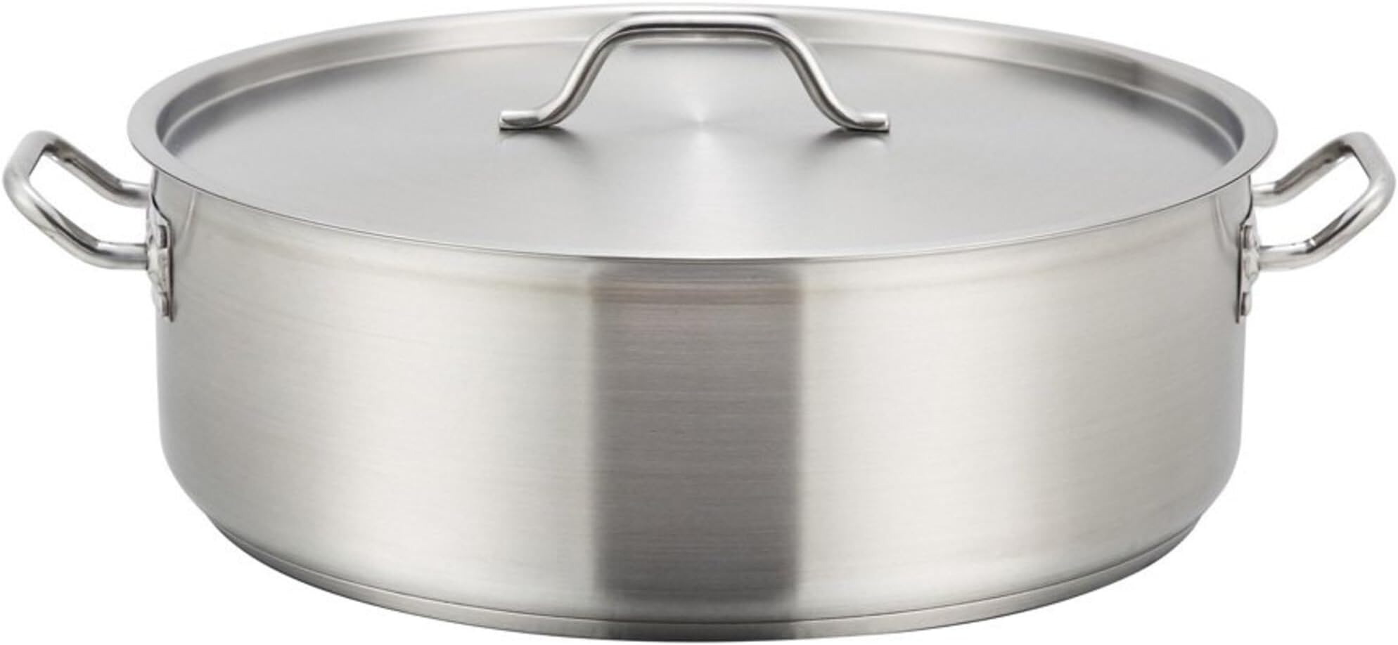 Winco SSLB-15, 15-Quart Stainless Steel Brazier Pan With Cover
