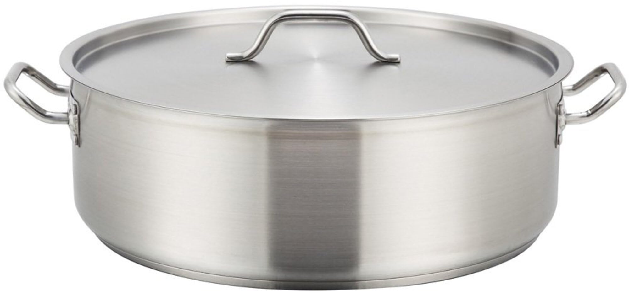 Winco SSLB-15, 15-Quart Stainless Steel Brazier Pan with Cover, Silver