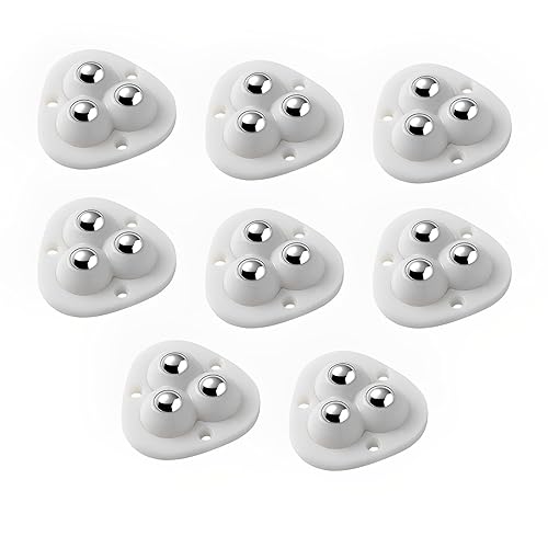 Holyfire Juego de 8 mini ruedas giratorias de 360 grados, rodillos de rodamiento de bolas autoadhesivos para electrodomésticos pequeños, basura,