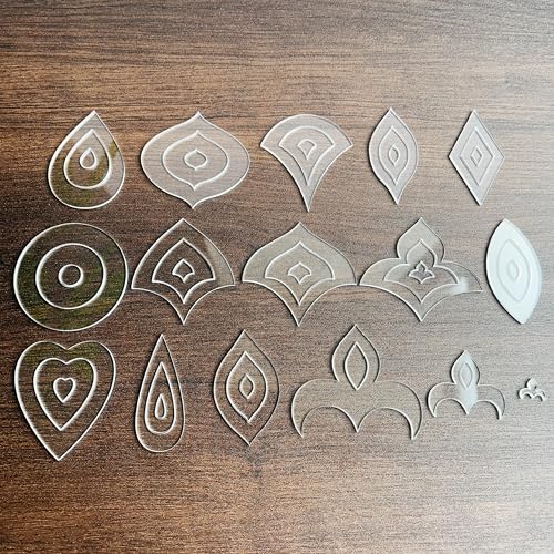 Acrylic Mandala Stencils Set 14 Patterns with 42 Shapes Clear Transparent for Dot Painting and Geometric Art