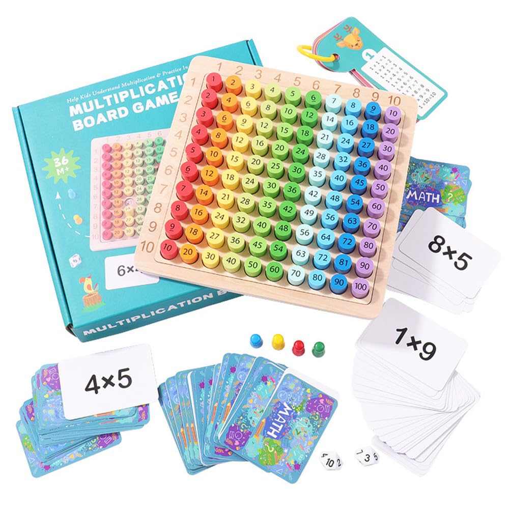 Drewniana gra planszowa mnożenie i sto 3 w 1, Montessori Matematyka Edukacyjna Zabawka dla dzieci