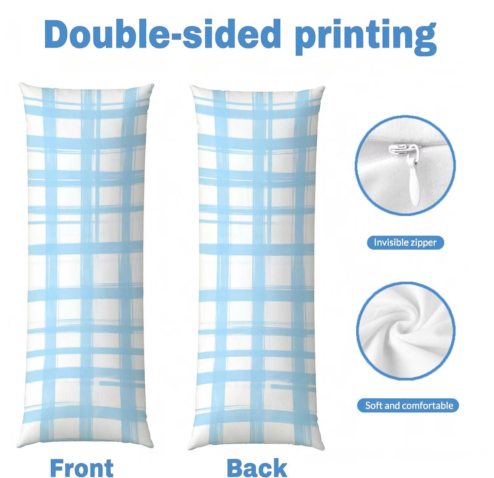 Blu-20 Federe Cuscino Letto 50 x 150 cm, Grande Cuscini per Divano Velluto, | Doppia Faccia Stampa, Semplice-2 Fodera per Cuscino Decorativa, con Cerniera, Cuscino per Dormire Sul Fianco j-342