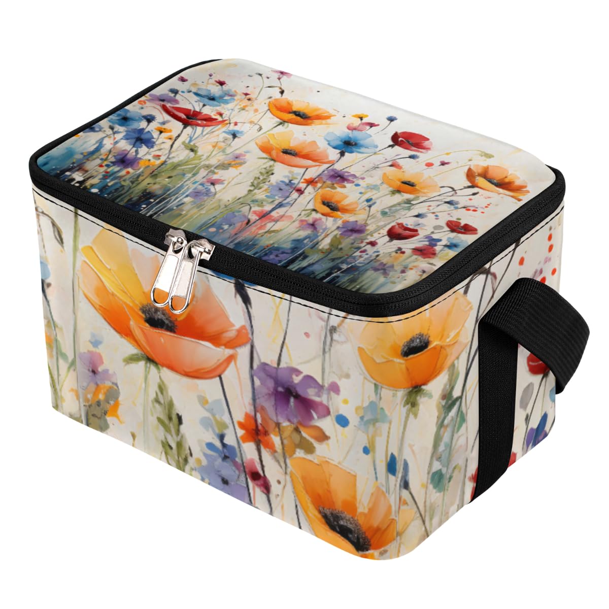 GzLeyigou Lunch Bags for Women Men 9 Cans,Floral Colorful Hot & Cold Food Delivery Bag Insulated Grocery Bag Insulated Lunch Box Flowers Cooler Bag for Office Work Picnic Beach