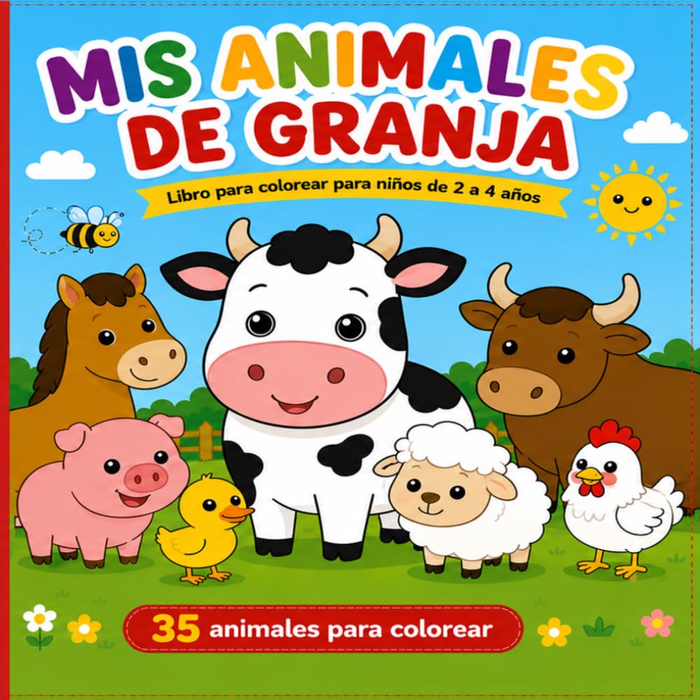 Mis animales de granja: Libro para colorear para niños de 2 a 4 años (Aprendo coloreando)
