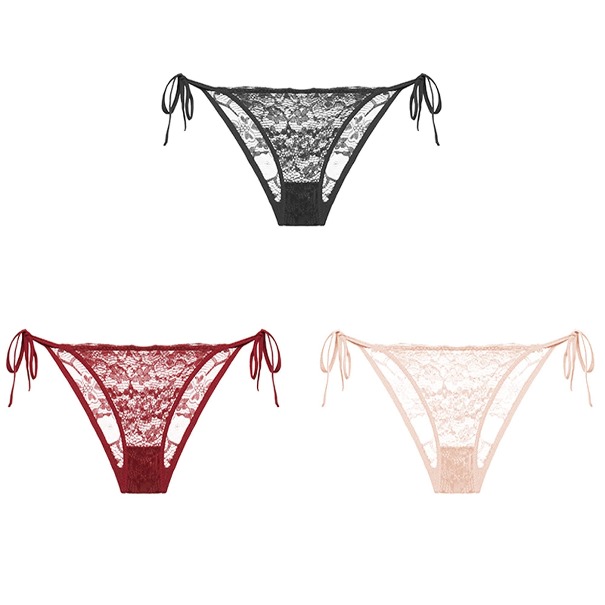 String en dentelle transparente WENJUN taille L avec nœud réglable sur le côté couleur G